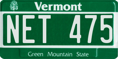 VT license plate NET475