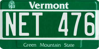 VT license plate NET476