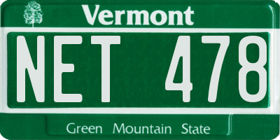 VT license plate NET478