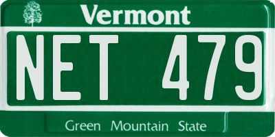 VT license plate NET479