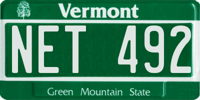 VT license plate NET492