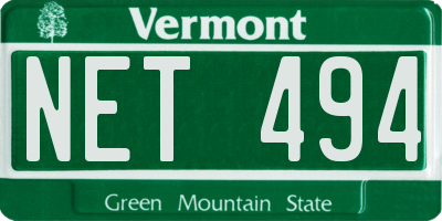 VT license plate NET494