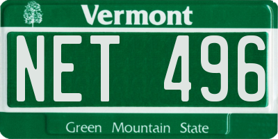 VT license plate NET496