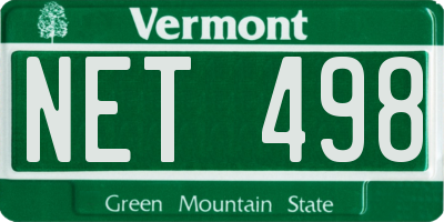 VT license plate NET498