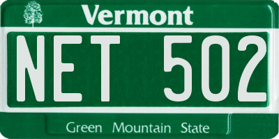 VT license plate NET502