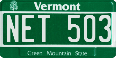 VT license plate NET503