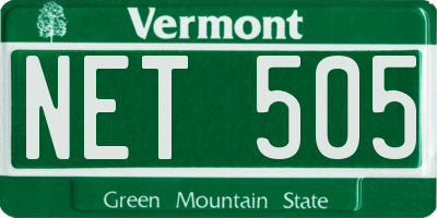 VT license plate NET505