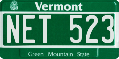 VT license plate NET523