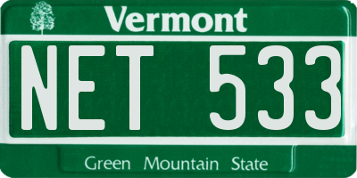 VT license plate NET533