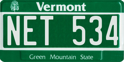 VT license plate NET534
