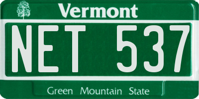 VT license plate NET537