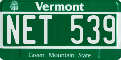 VT license plate NET539