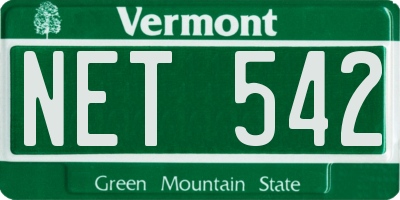 VT license plate NET542