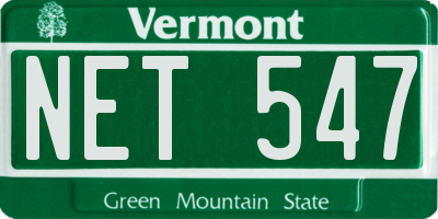VT license plate NET547