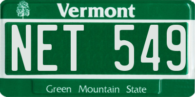 VT license plate NET549