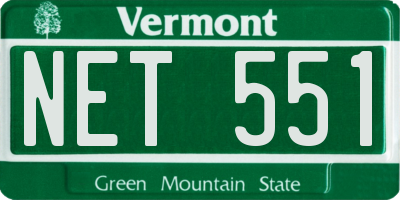 VT license plate NET551