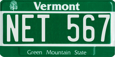 VT license plate NET567