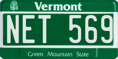 VT license plate NET569