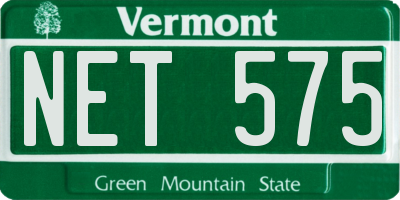 VT license plate NET575