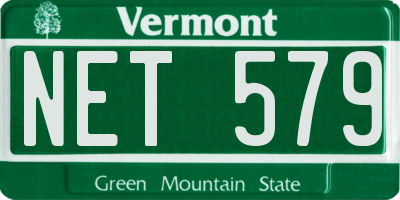 VT license plate NET579
