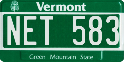 VT license plate NET583