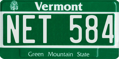 VT license plate NET584