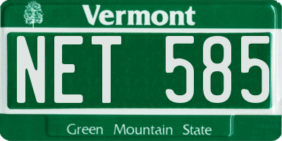 VT license plate NET585