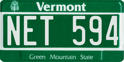 VT license plate NET594