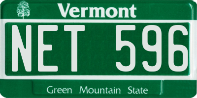 VT license plate NET596