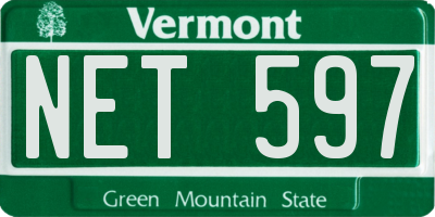 VT license plate NET597