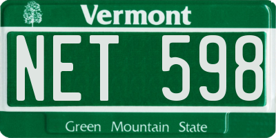 VT license plate NET598