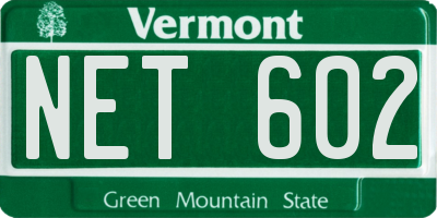 VT license plate NET602