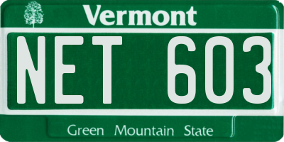 VT license plate NET603