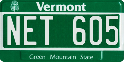 VT license plate NET605
