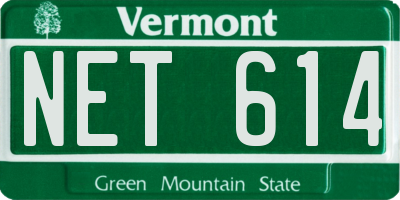 VT license plate NET614