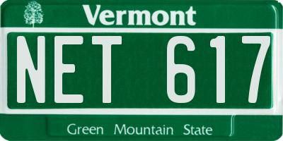VT license plate NET617
