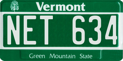 VT license plate NET634