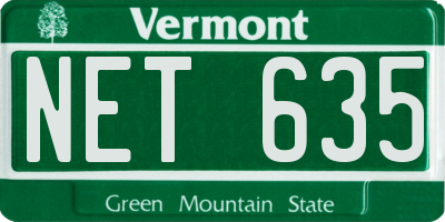 VT license plate NET635