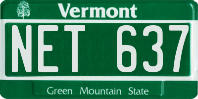 VT license plate NET637