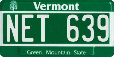 VT license plate NET639