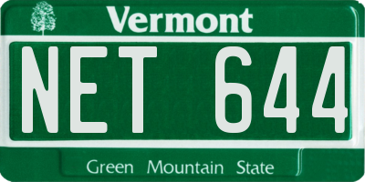 VT license plate NET644