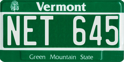 VT license plate NET645