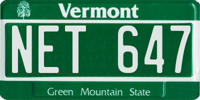 VT license plate NET647