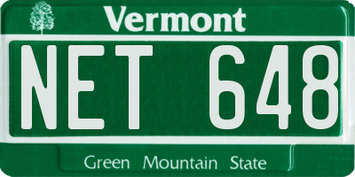 VT license plate NET648