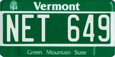 VT license plate NET649