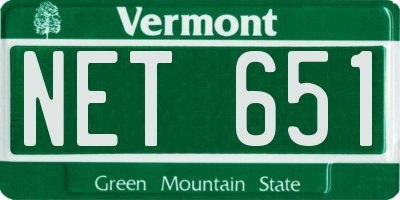 VT license plate NET651