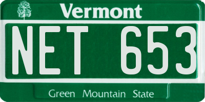 VT license plate NET653