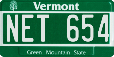 VT license plate NET654
