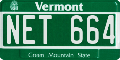 VT license plate NET664
