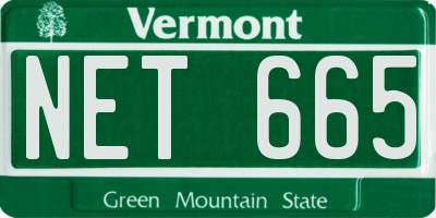 VT license plate NET665